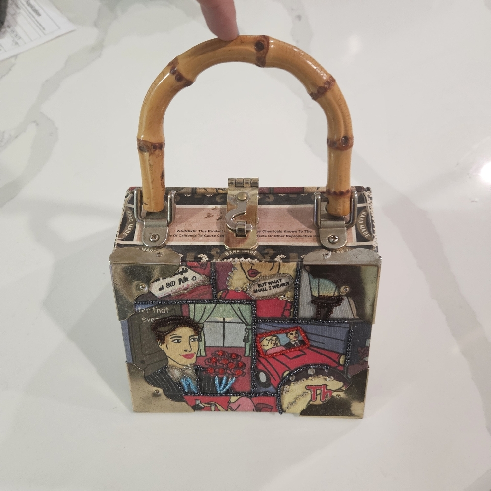 Handmade Unique Purse Romantic Comic Cigar Box Purse - Picture 2 of 16